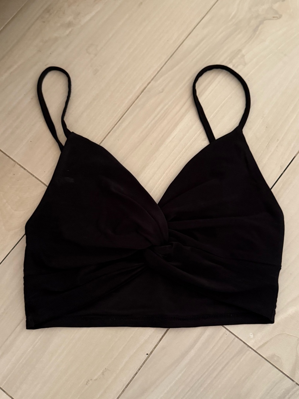 Nasty Gal Black Twist-Front Spaghetti Strap Crop Top